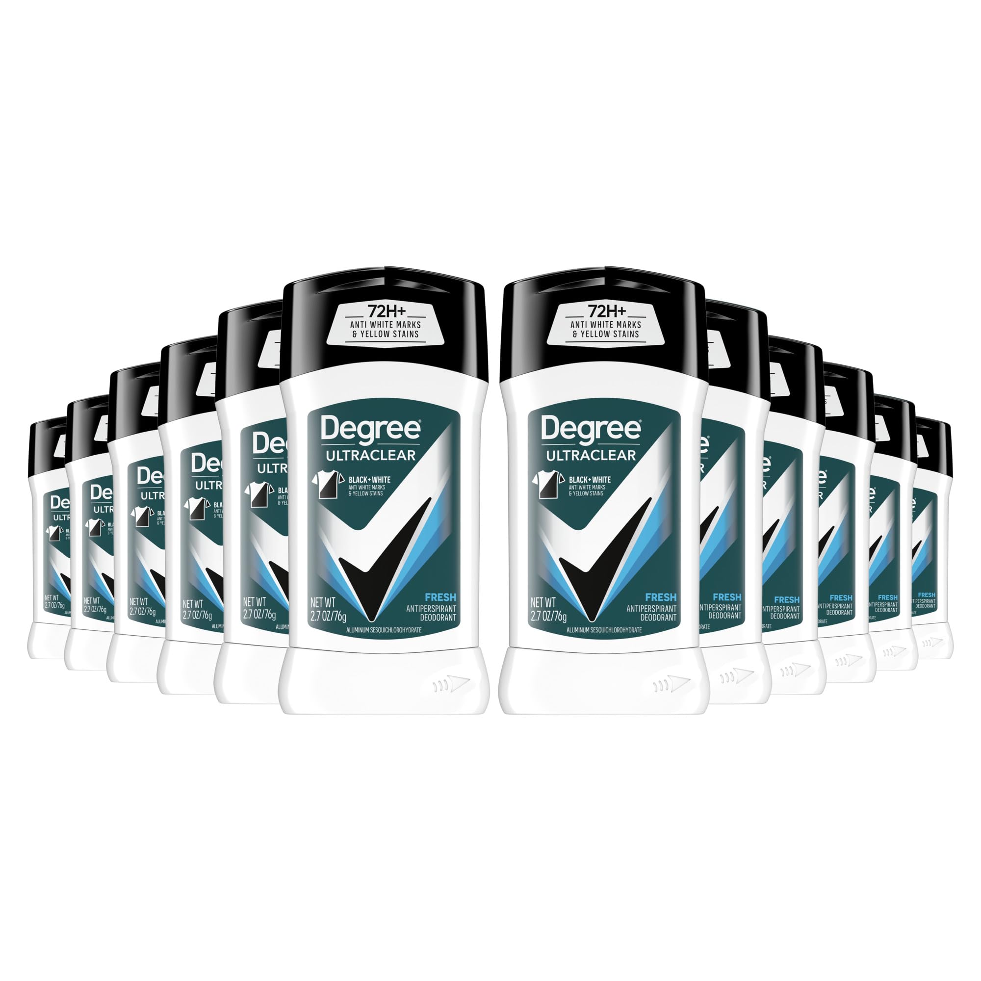 Degree Men UltraClear Antiperspirant Deodorant Fresh, Pack of 12, 72-Hour Sweat & Odor Protection Antiperspirant For Men With MotionSense Technology 2.7 oz