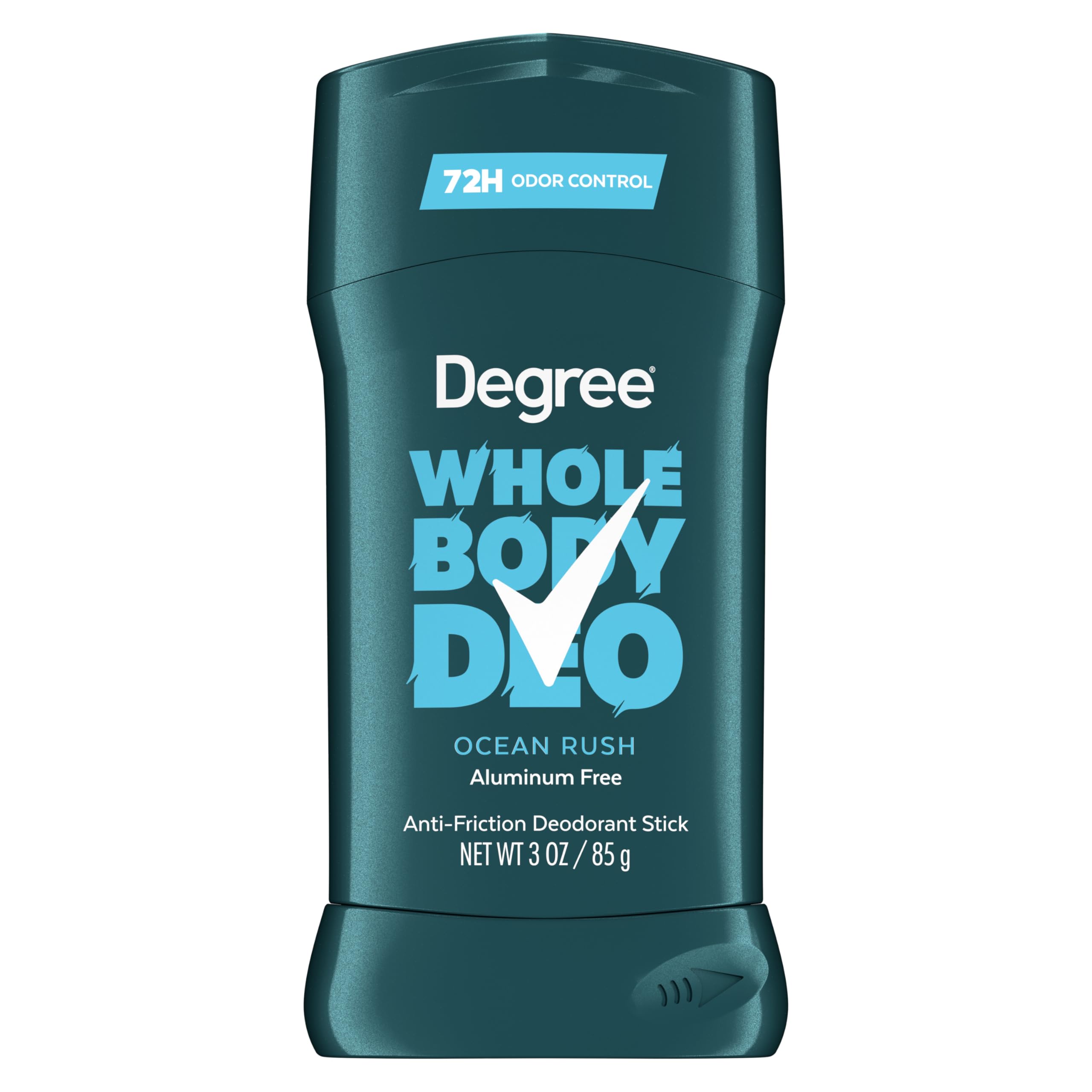 Degree Men Whole Body Deodorant Stick, Ocean Rush Scent, Glides on Clear + Absorbs Sweat, Aluminum Free 72H Odor Protection 3 oz