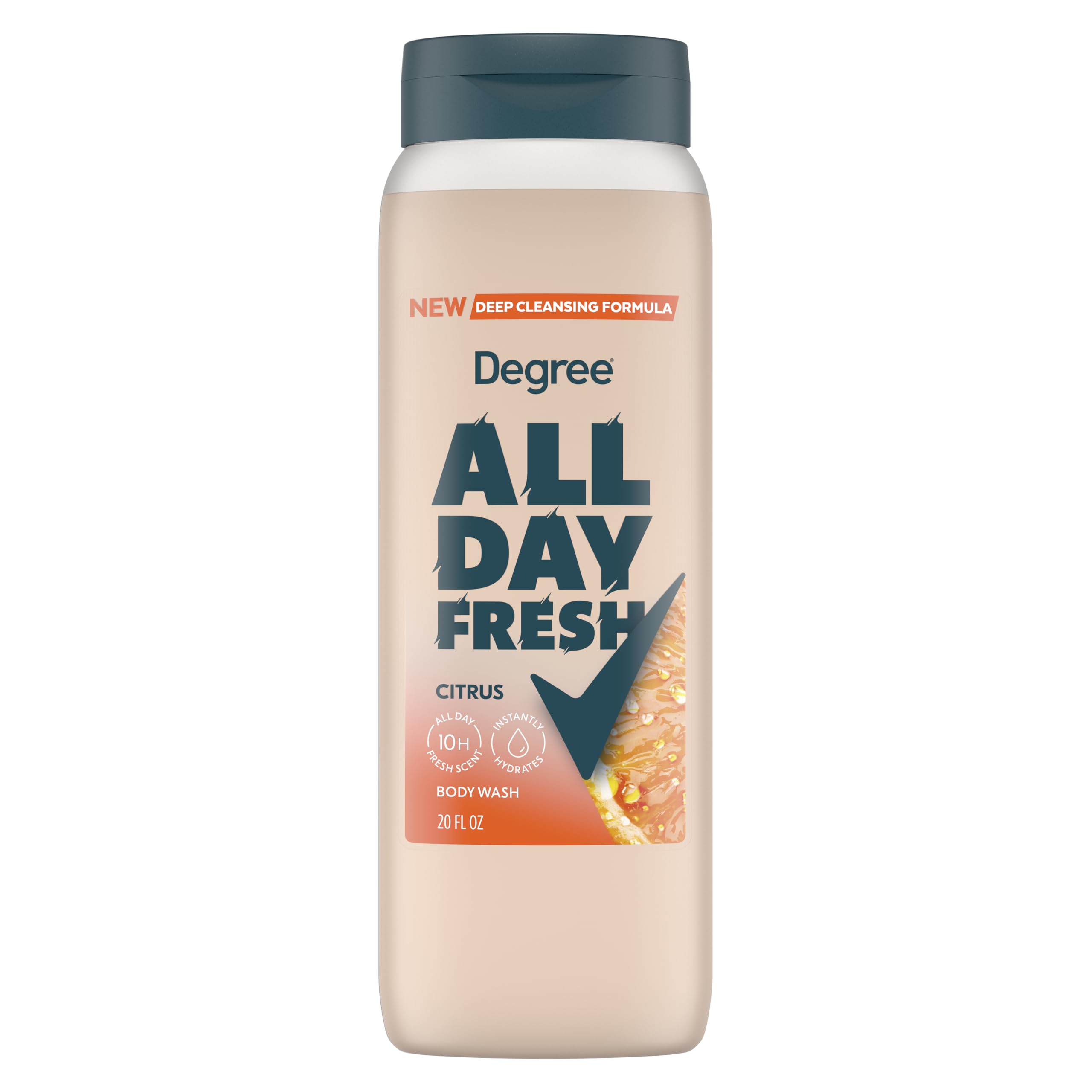 Degree All Day Fresh Body Wash Fresh Citrus Deep Cleansing 20 oz