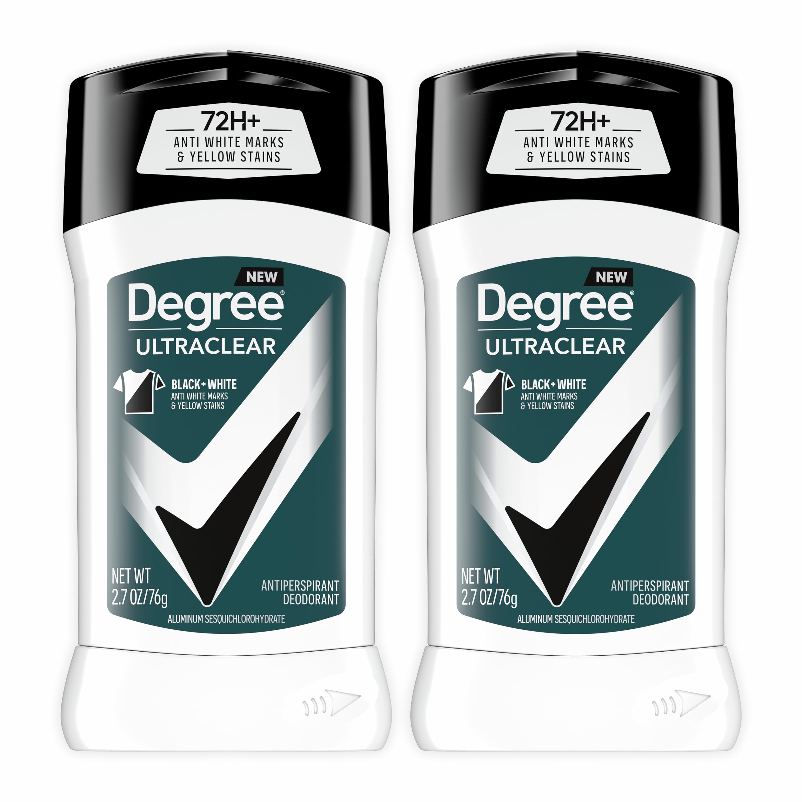 Degree Men UltraClear Antiperspirant Deodorant Black+White 2 Count 72-Hour Sweat & Odor Protection Antiperspirant For Men With MotionSense Technology 2.7 oz