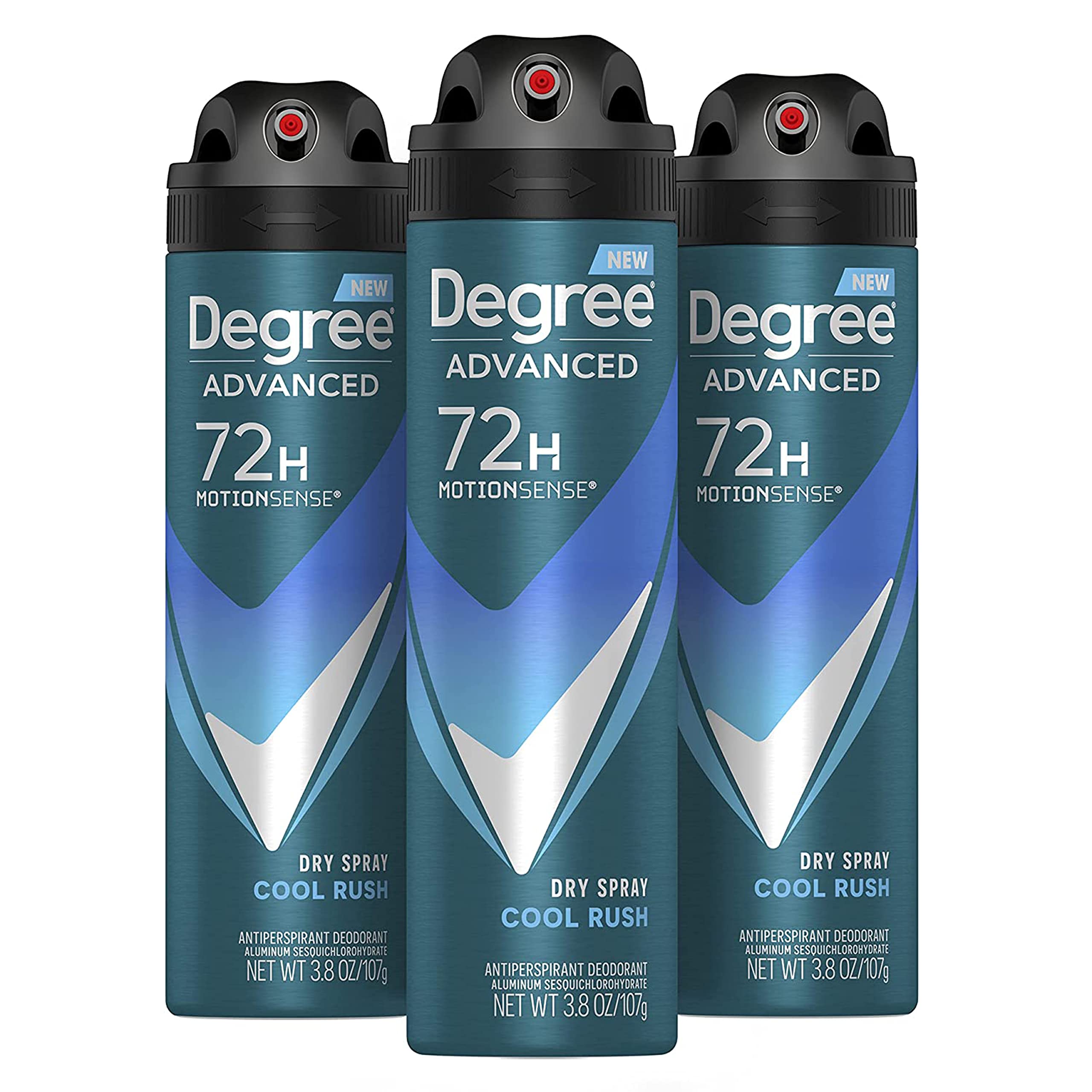 Degree Men Antiperspirant Deodorant Dry Spray Cool Rush 3 count Deodorant for Men With MotionSense Technology 3.8 oz