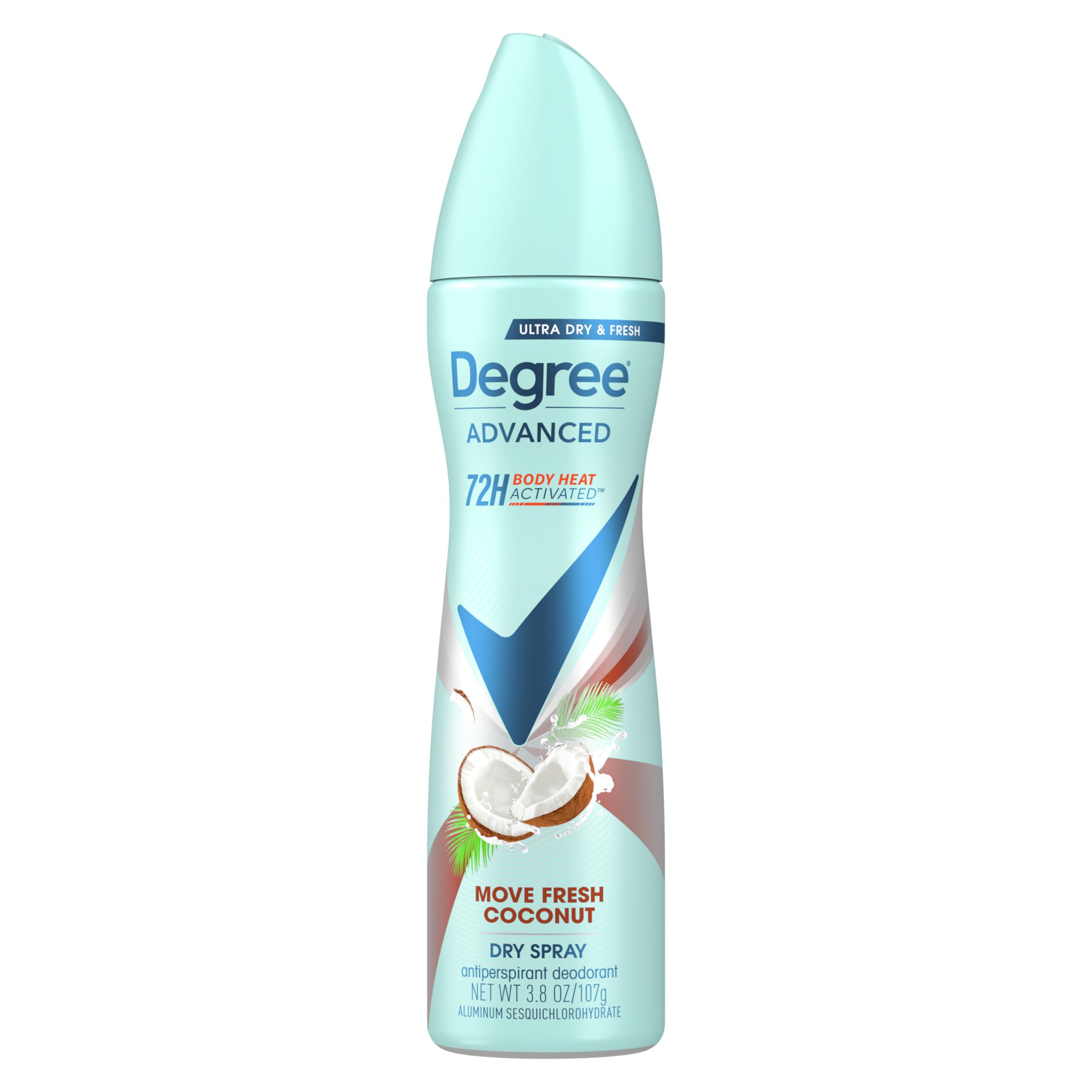 Degree Antiperspirant Deodorant Dry Spray Coconut & Hibiscus 72-Hour Sweat and Odor Protection Deodorant Spray With Body Heat Activated Technology 3.8 oz