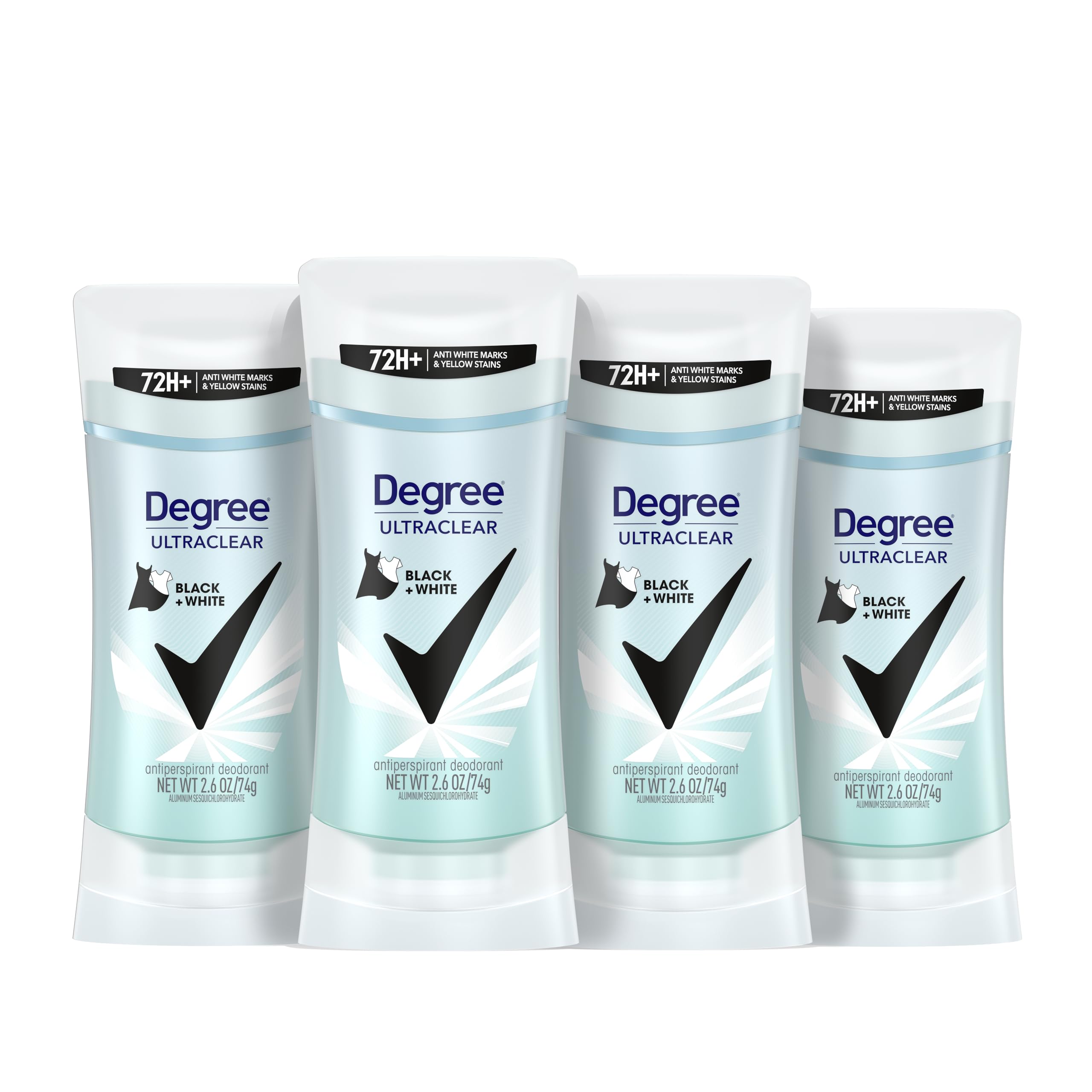 Degree Women's Black+White 4 Count Antiperspirant Balm 2.6 oz - Protects from Deodorant Stains, Fresh Scent, 48H Non-Stop Protection