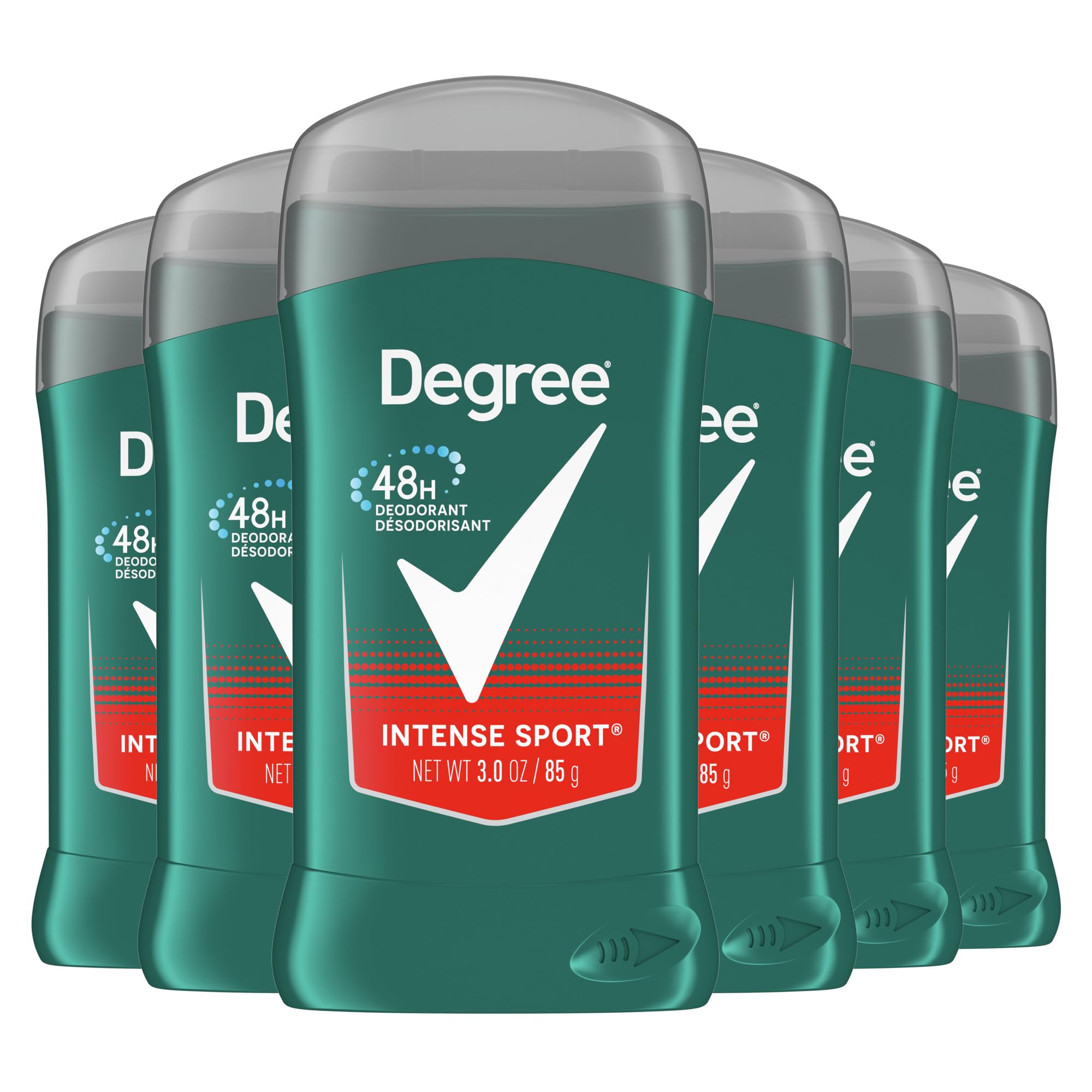 Degree Men Original Aluminum Free Deodorant for Men, 48-Hour Odor Protection, Intense Sport, 3 Ounce (Pack of 6)