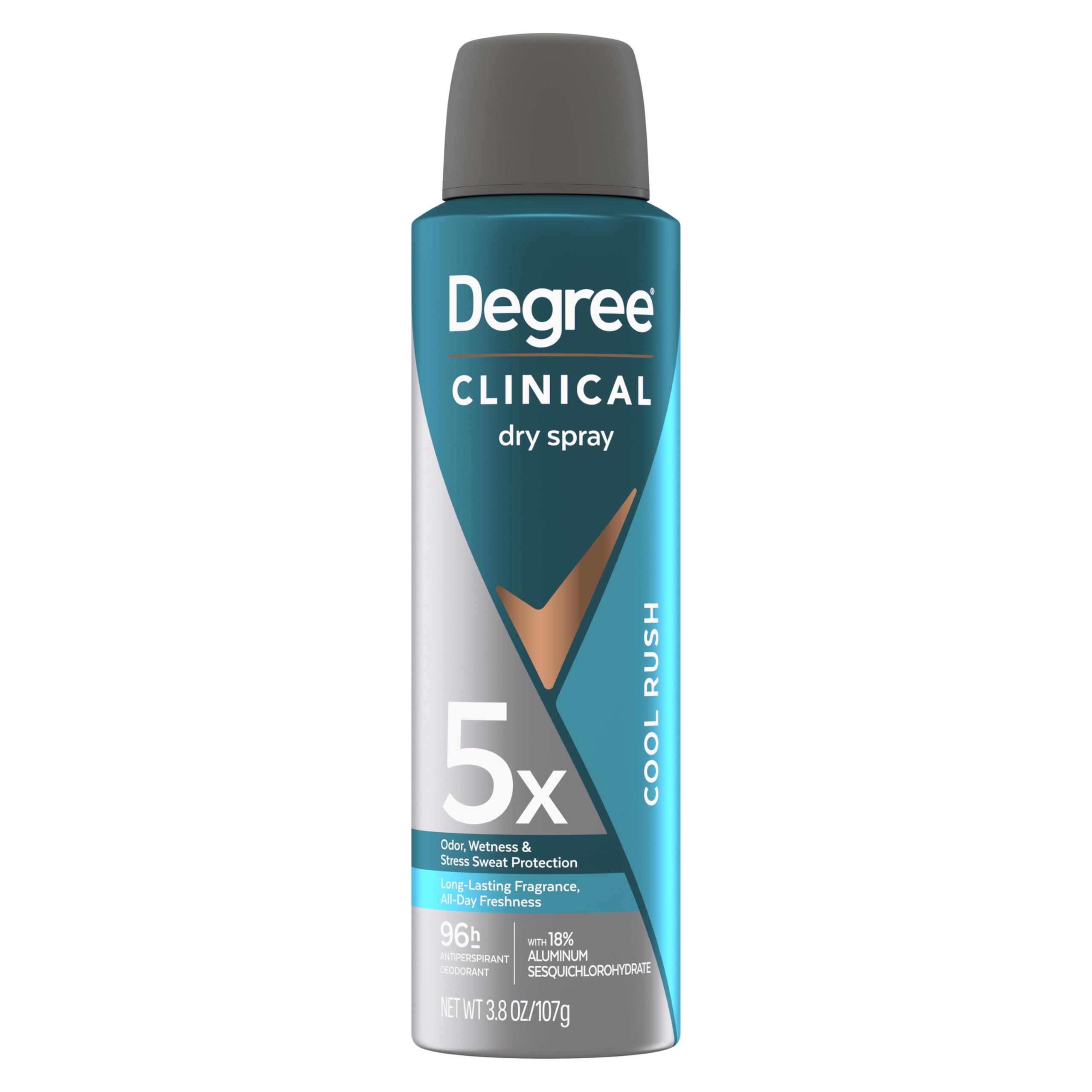 Degree Anti-Perspirant Aerosol Cool Rush for 96 Hour sweat and odor protection 5X protection 3.8 oz