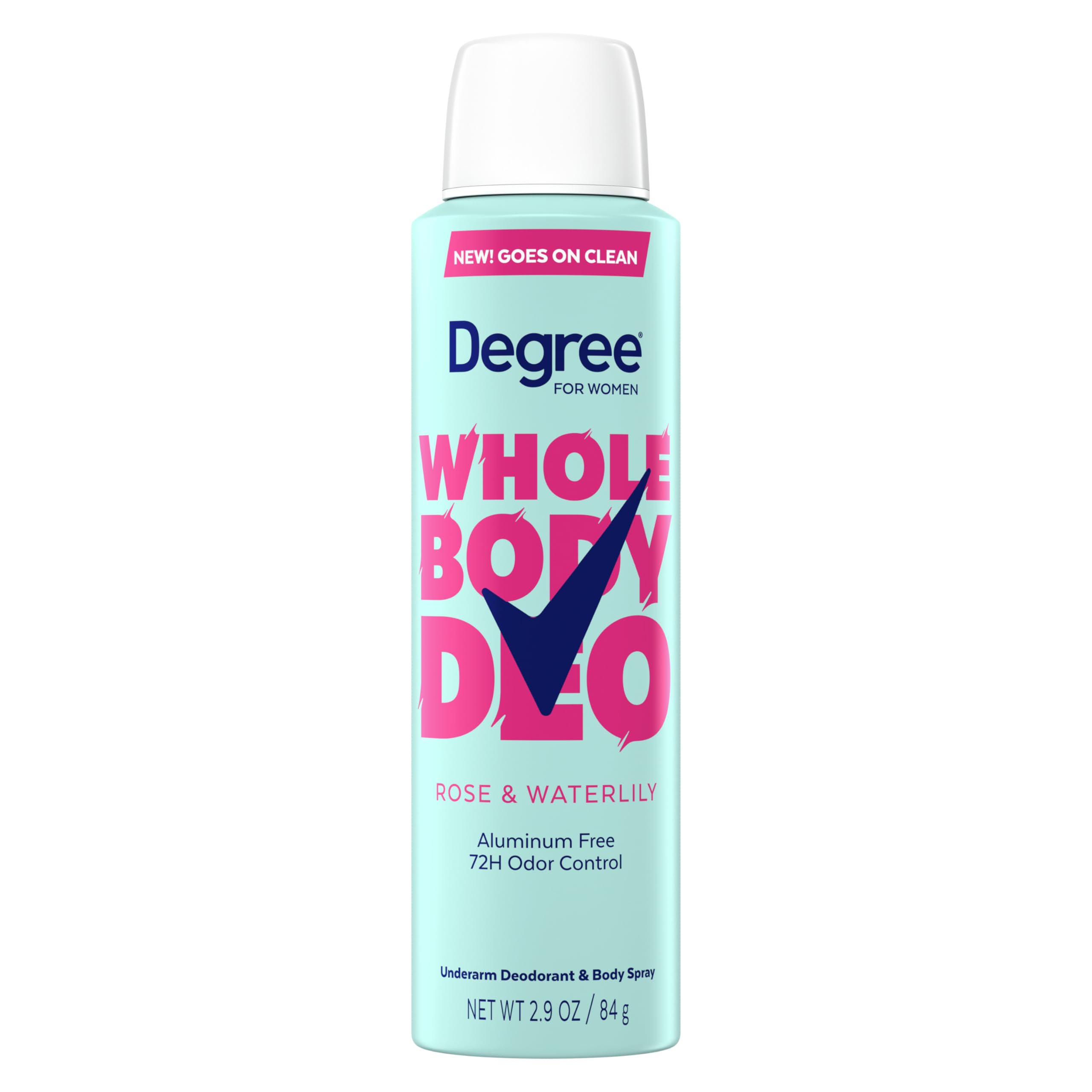 Degree Women Deodorant Spray Rose and Waterlily Scent Aluminum Free 72H Odor Protection 2.9 FO