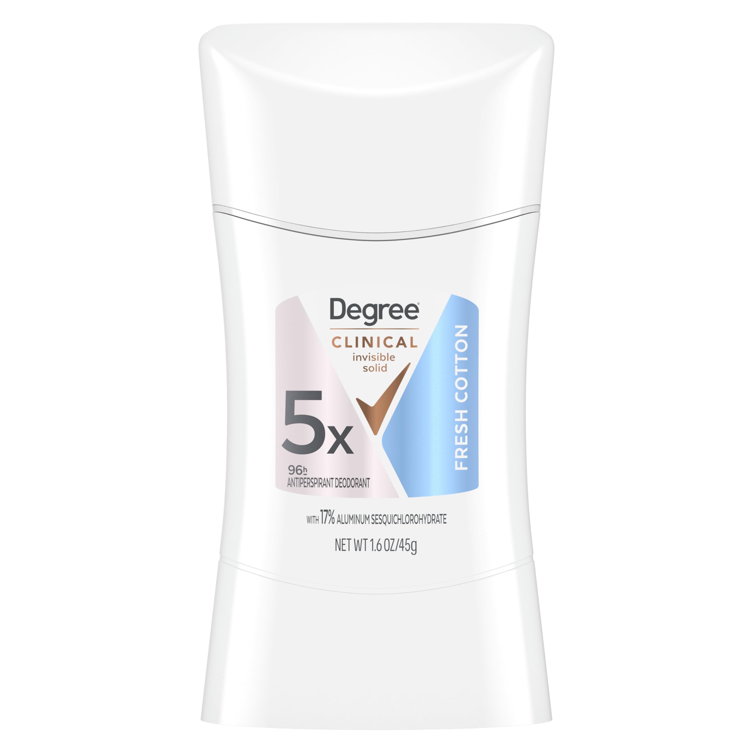 Degree antiperspirant deodorant for 96 Hour sweat and odor protection Fresh Cotton 5X protection 1.6 oz