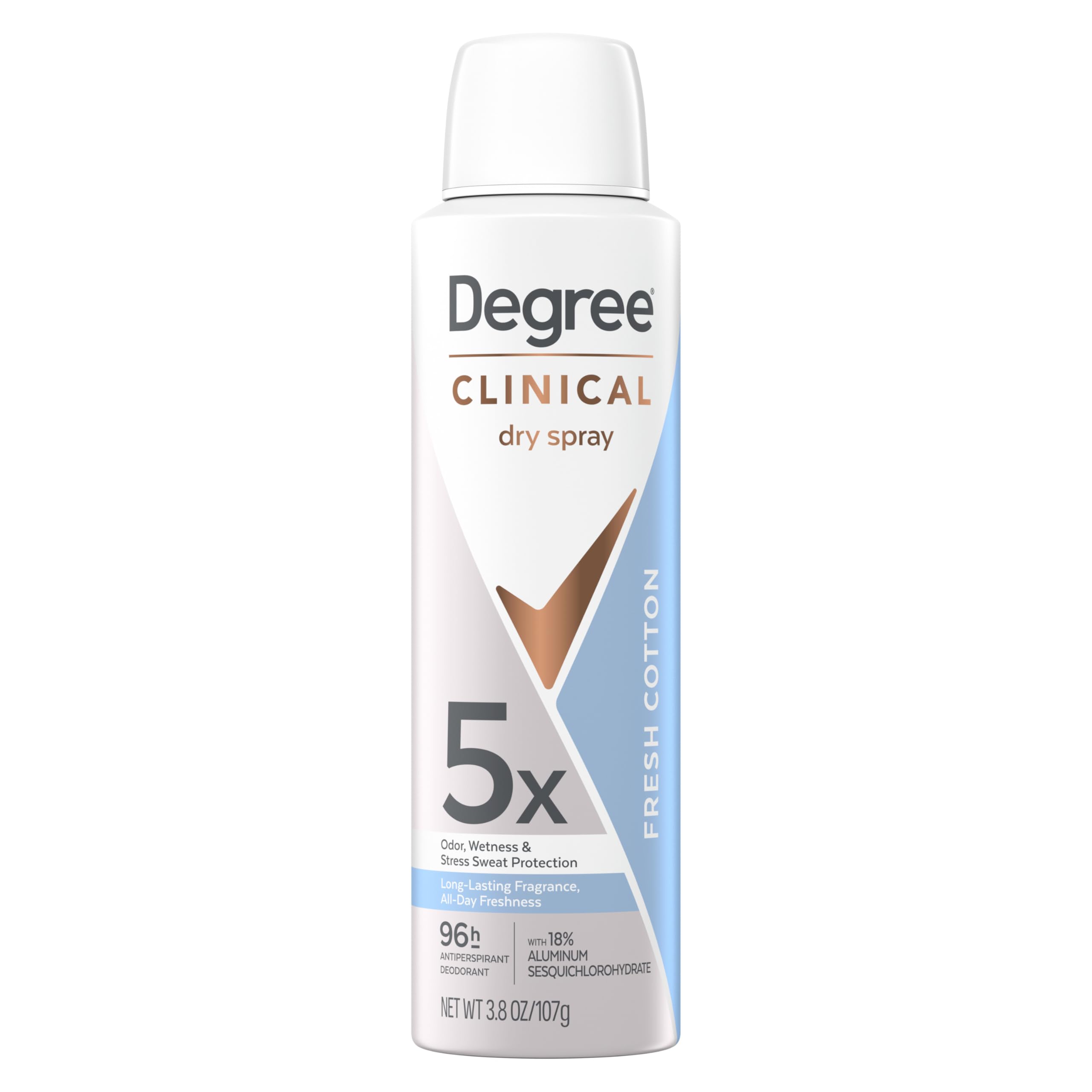 Degree dry spray for 96 Hour sweat and odor protection Fresh Cotton 5X protection 3.8oz
