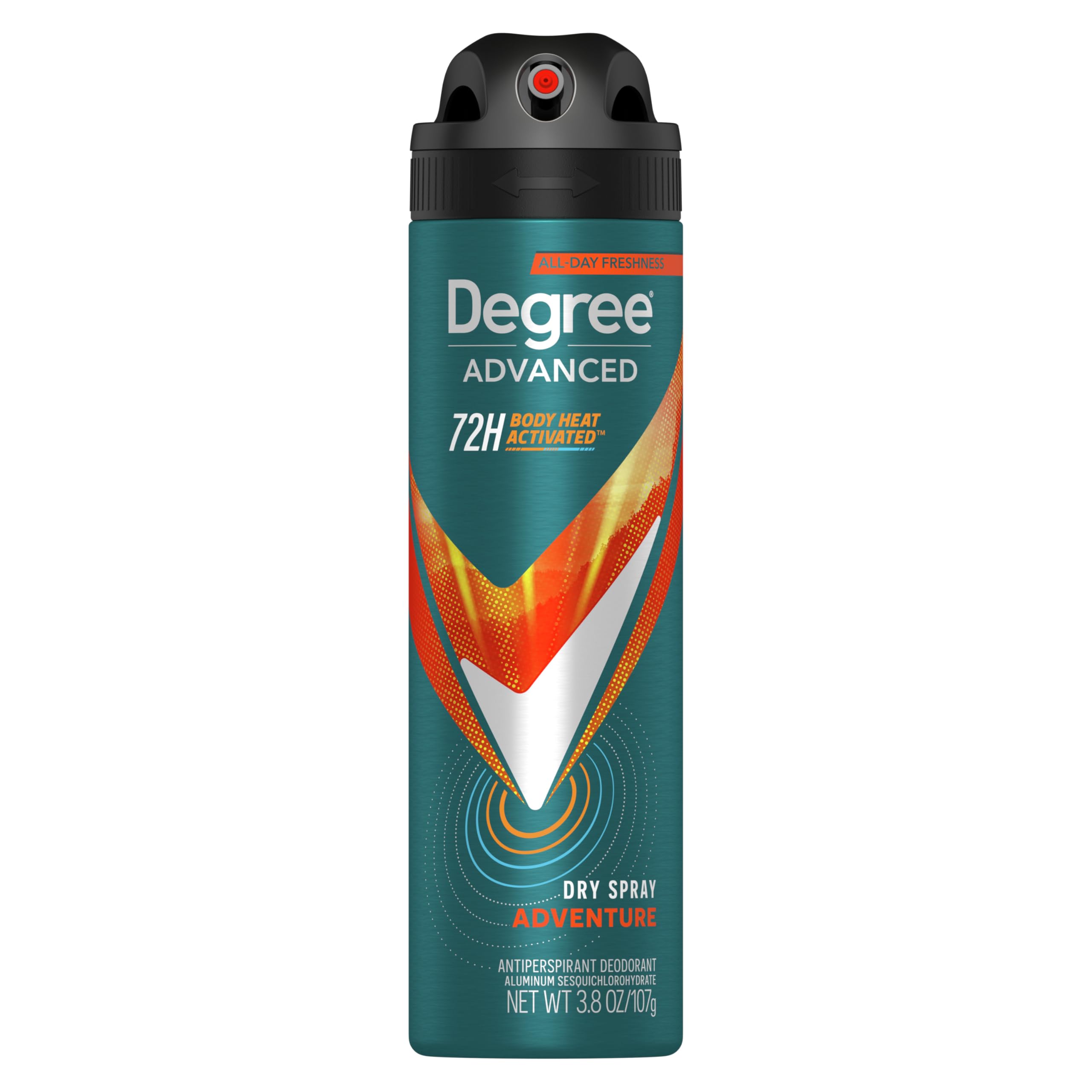 Degree Men Advanced Antiperspirant Deodorant Dry Spray 72-Hour Sweat and Odor Protection Adventure Deodorant For Men With Body Heat Activated Technology 3.8 oz