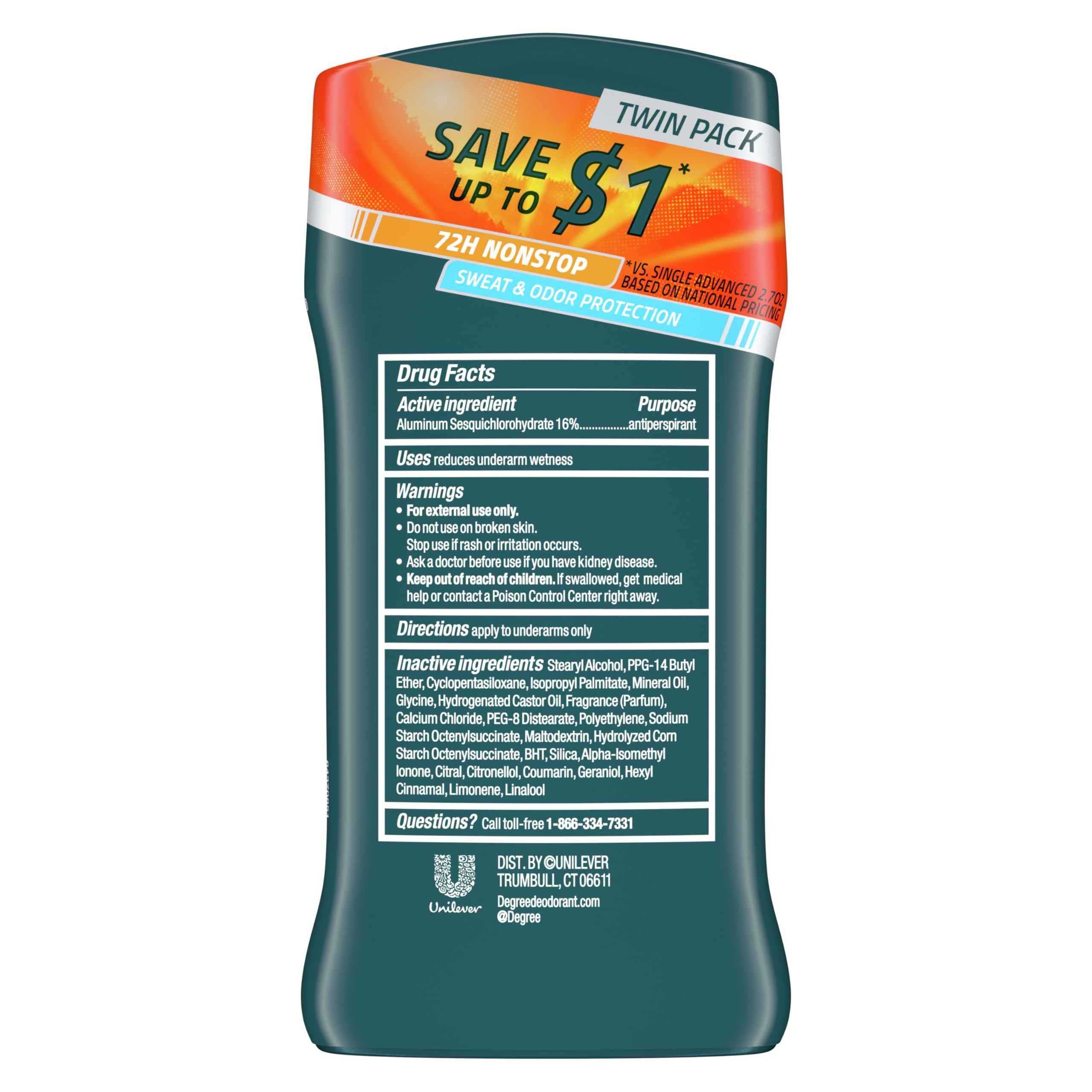 Degree Men Advanced Protection Antiperspirant Deodorant, Adventure, 2.7 oz, 2-Pack