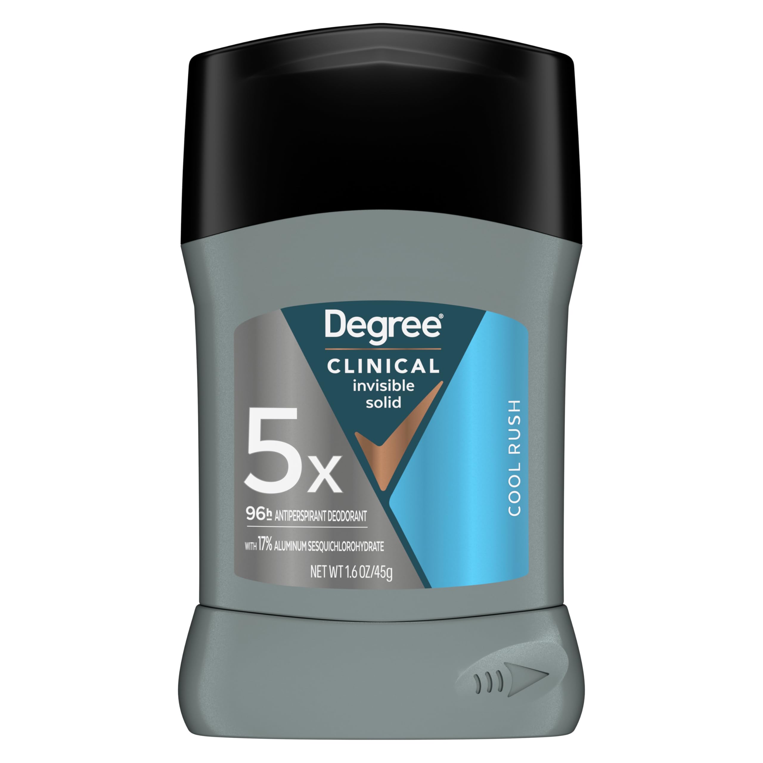 Degree Invisible Solid Deordorant Cool Rush for 96 Hour sweat and odor protection 5X protection 1.6 oz