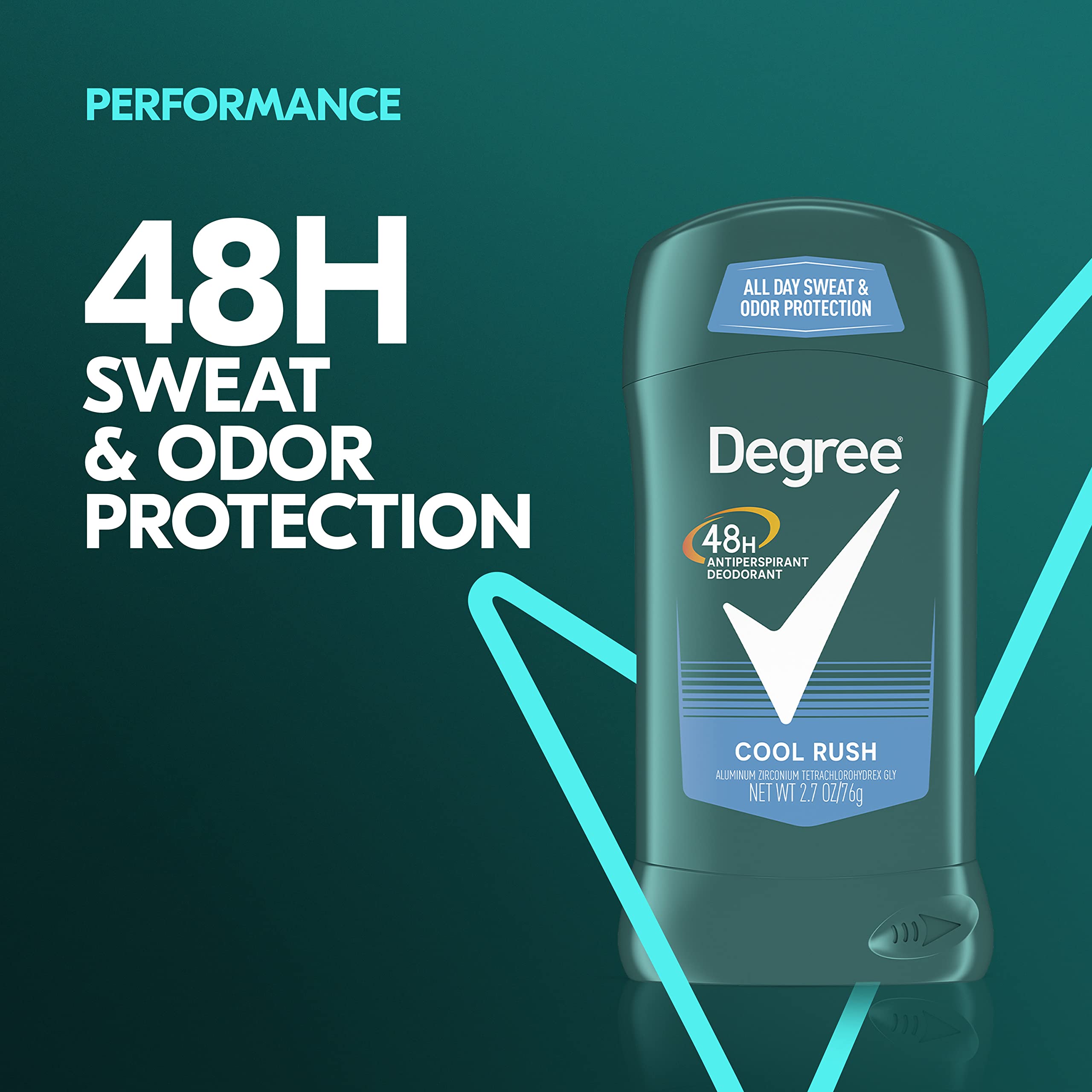 Degree Men Original Antiperspirant Deodorant for Men, Pack of 6, 48-Hour Sweat and Odor Protection, Cool Rush 2.7 oz